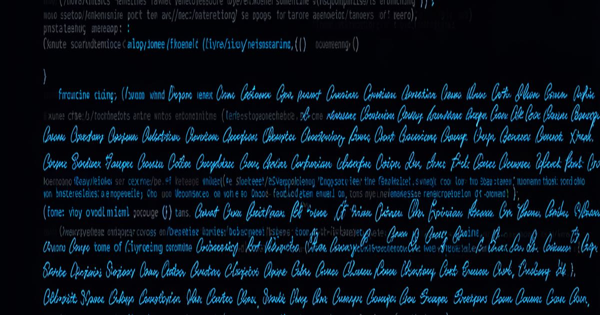 Abstract representation of text watermarking — lines of code with a hidden glowing signature pattern woven through the characters